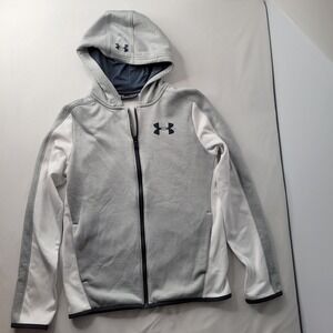 Under Armour YXL Gray Full Zip Hoodie ColdGear Jacket Kids Pocket Back to School
